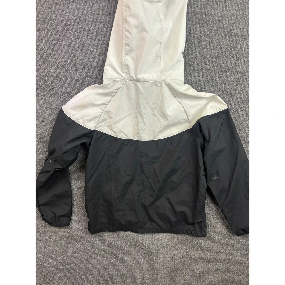 Nike Windbreaker Jacket Kids XS White Black Orange Packable Hooded Zip Up